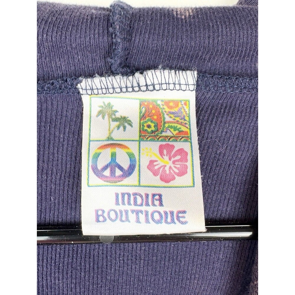 Women's Zip-Up Large Sweatshirt India Boutique Hippie Deadhead Applique Floral - Picture 11 of 11